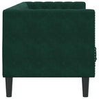 Trivietė chesterfield sofa su pagalvėlėmis, žalia, aksomas