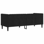 Trivietė chesterfield sofa su pagalvėlėmis, juoda, aksomas