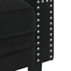 Trivietė chesterfield sofa su pagalvėlėmis, juoda, aksomas