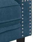 Dvivietė chesterfield sofa su pagalvėlėmis, mėlyna, aksomas