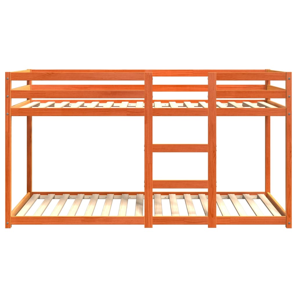 Dviaukštė lova, vaško ruda, 90x200cm, pušies medienos masyvas