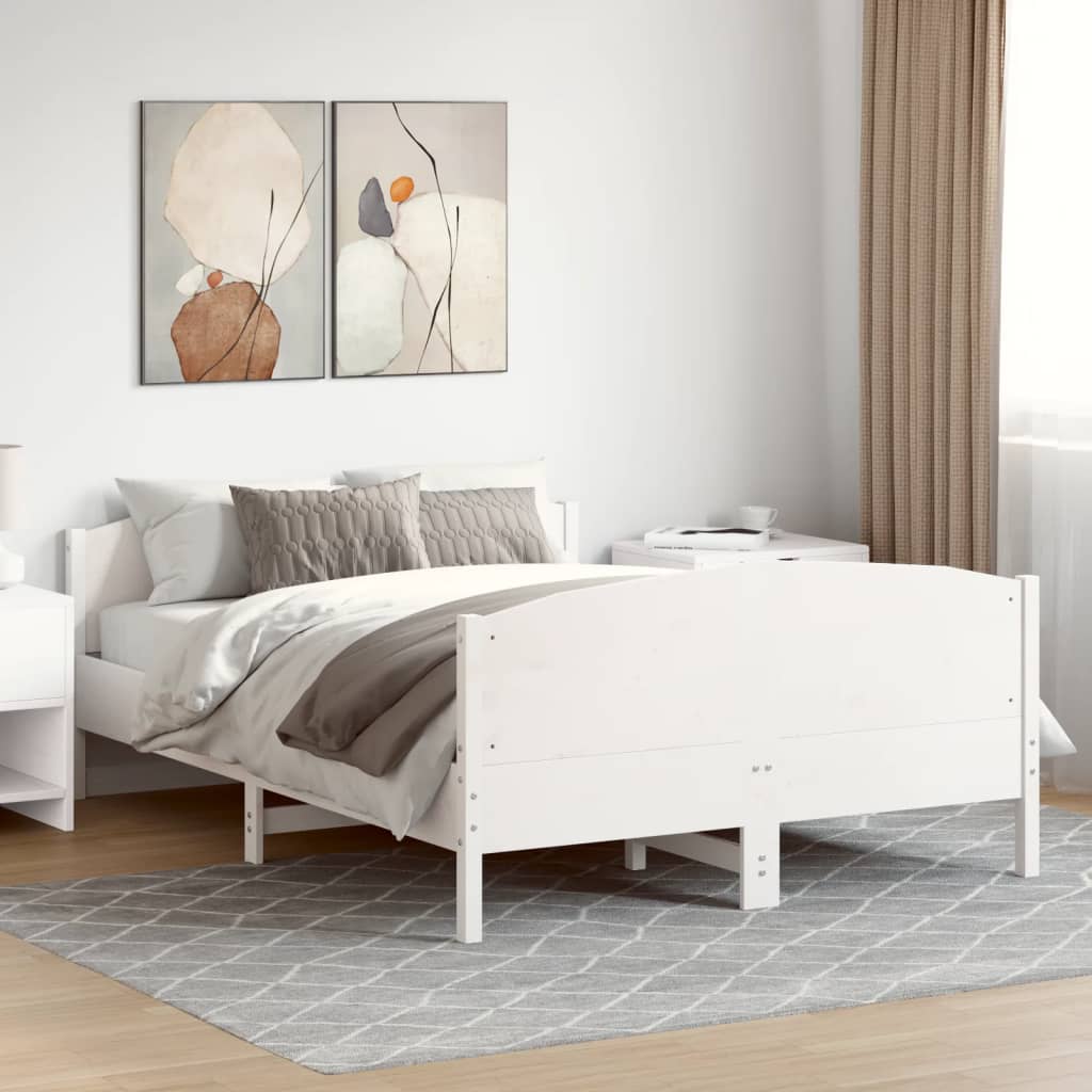 Lovos rėmas be čiužinio, baltas, 160x200cm, pušies masyvas