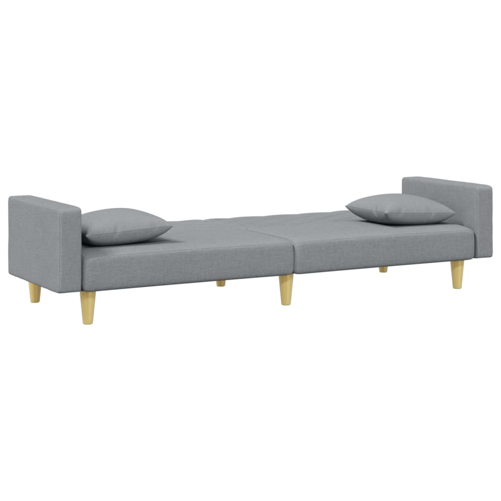 Dvivietė sofa-lova su pagalvėmis ir pakoja, pilka, audinys