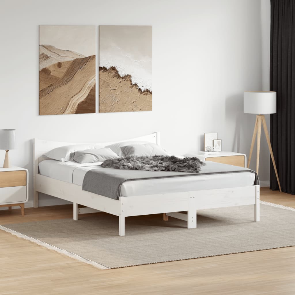 Lovos rėmas be čiužinio, baltas, 160x200cm, pušies masyvas