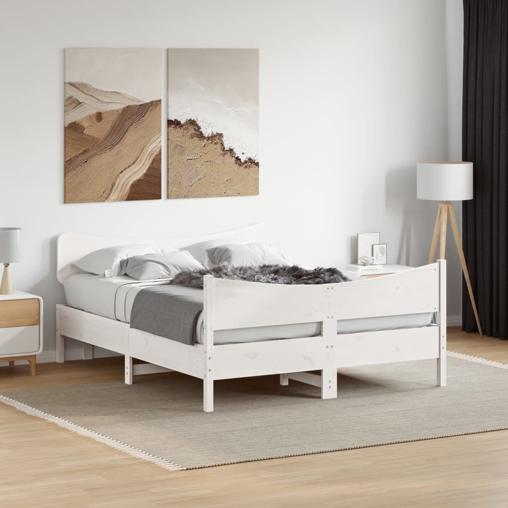 Lovos rėmas be čiužinio, baltas, 160x200cm, pušies masyvas