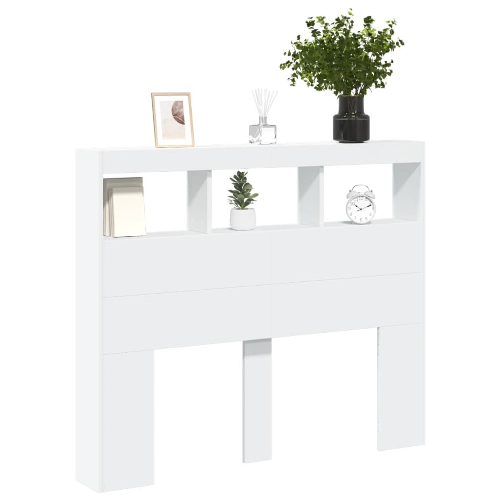 Galvūgalis-spintelė su LED, baltos spalvos, 120x17x102cm