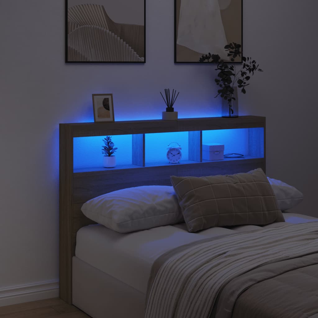 Galvūgalis-spintelė su LED, ąžuolo spalvos, 140x17x102cm