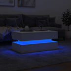 Kavos staliukas su LED lemputėmis, baltos spalvos, 90x50x40cm