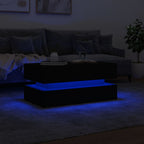 Kavos staliukas su LED lemputėmis, juodos spalvos, 90x50x40cm
