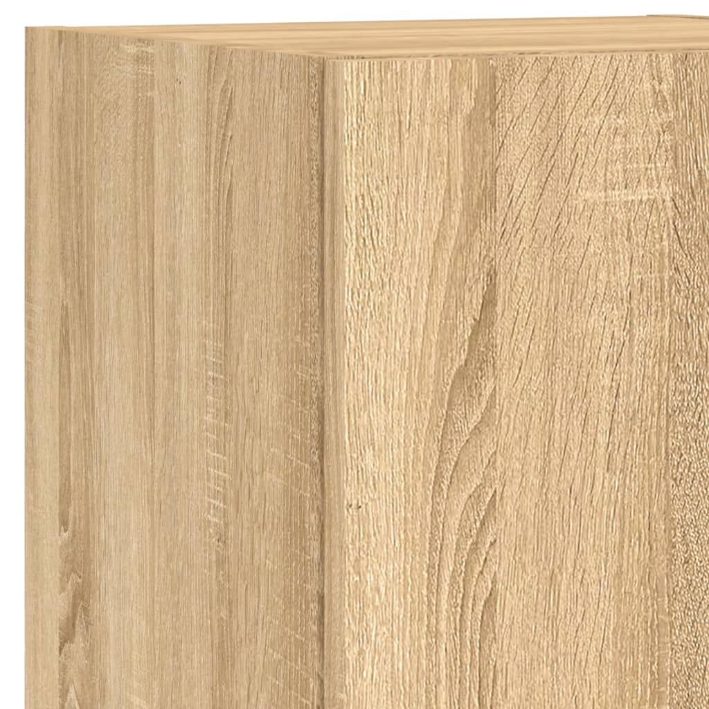 Sieninė TV sekcija su LED, 4 dalių, ąžuolo, apdirbta mediena