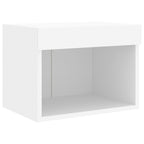 Sieninė TV sekcija su LED, 8 dalių, balta, apdirbta mediena