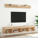 Sieninė TV sekcija su LED, 5 dalių, ąžuolo, apdirbta mediena