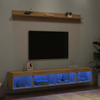Sieninė TV sekcija su LED, 5 dalių, ąžuolo, apdirbta mediena