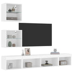 Sieninė TV sekcija su LED, 5 dalių, balta, apdirbta mediena
