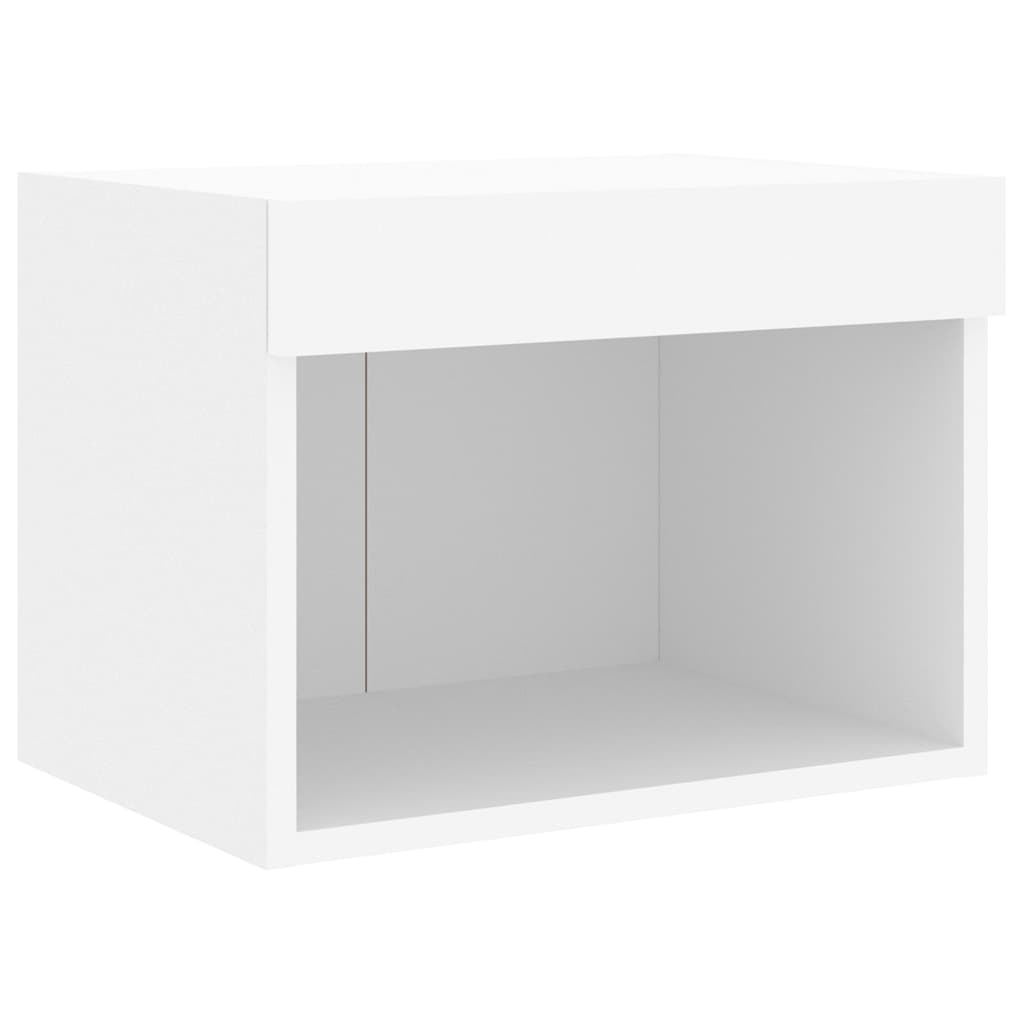 Sieninė TV sekcija su LED, 5 dalių, balta, apdirbta mediena