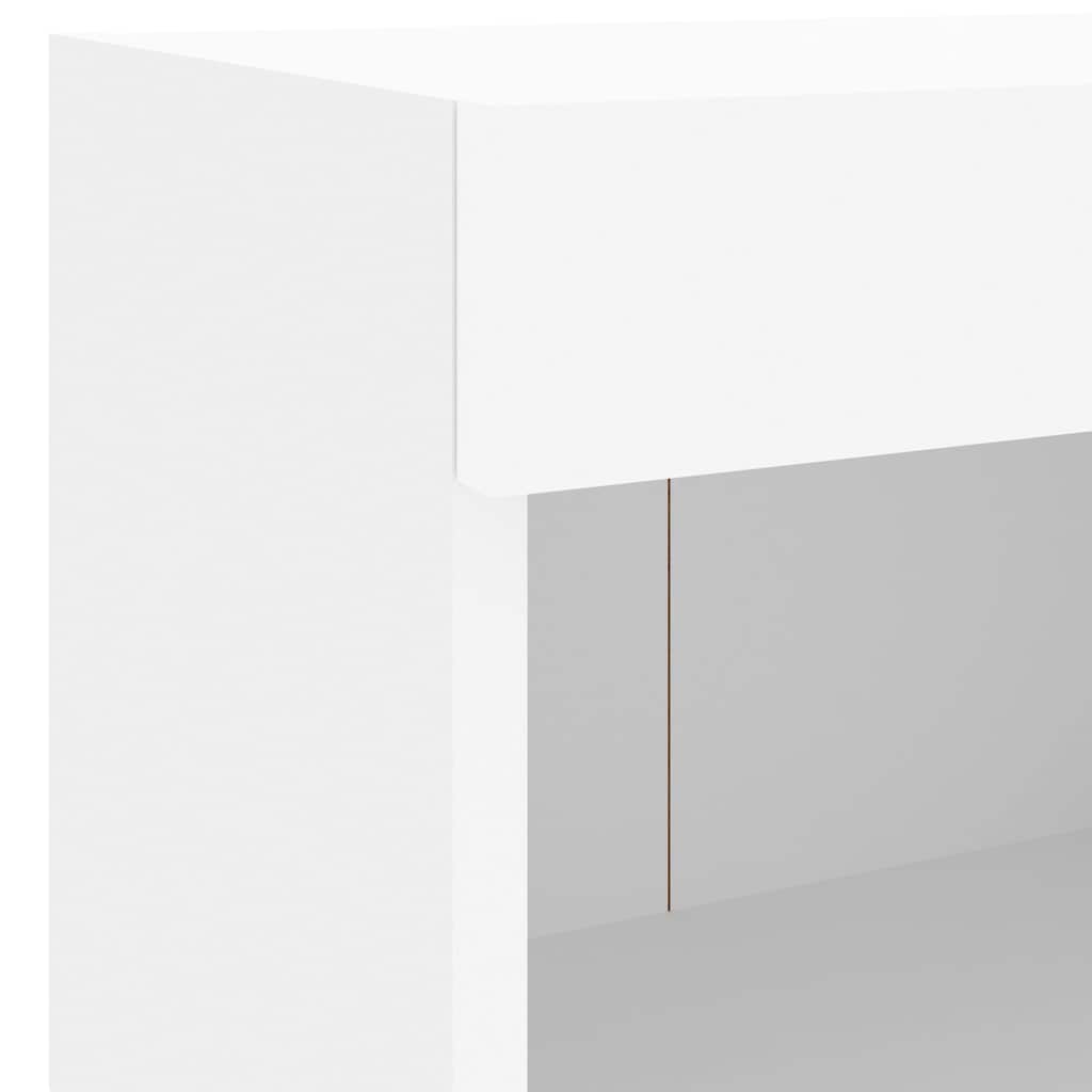 Sieninė TV sekcija su LED, 5 dalių, balta, apdirbta mediena