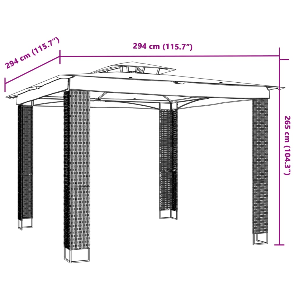 Sodo pavėsinė su šonine užuolaida, kreminės spalvos, 3x3x2,25m