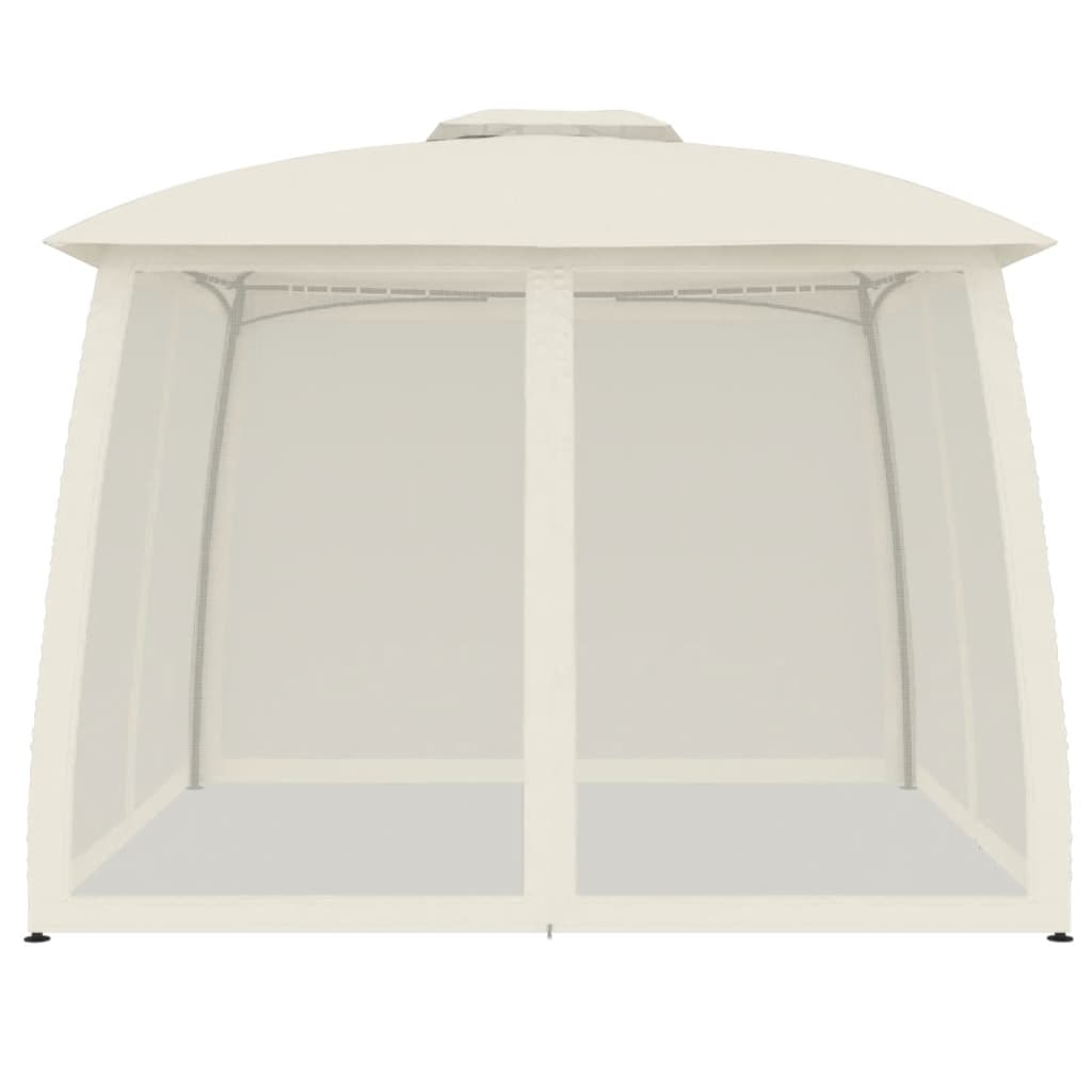 Pavėsinė su lemputėmis ir užuolaidomis LED, kreminė balta, 4x3m