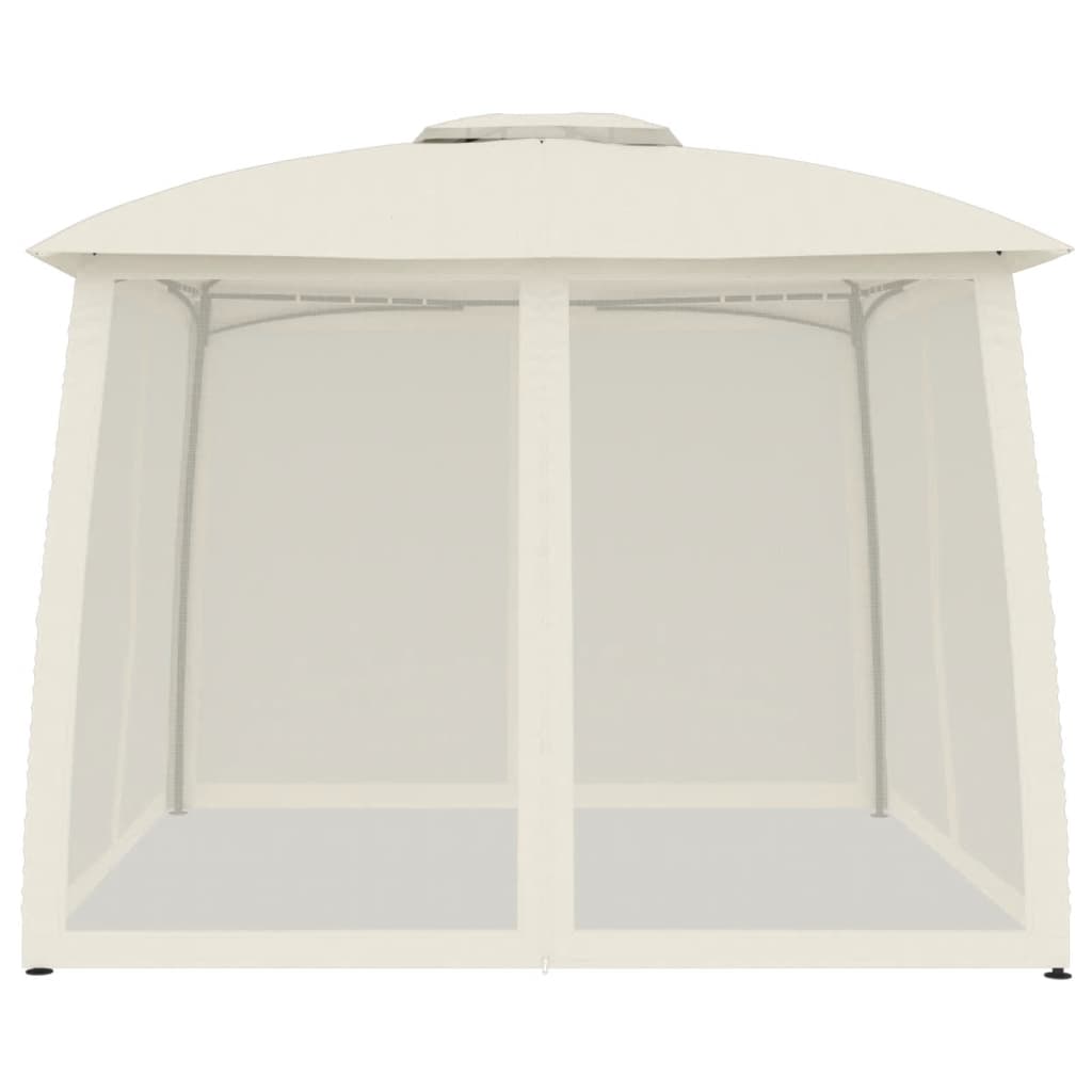 Pavėsinė su lemputėmis ir užuolaidomis LED, kreminė balta, 4x3m