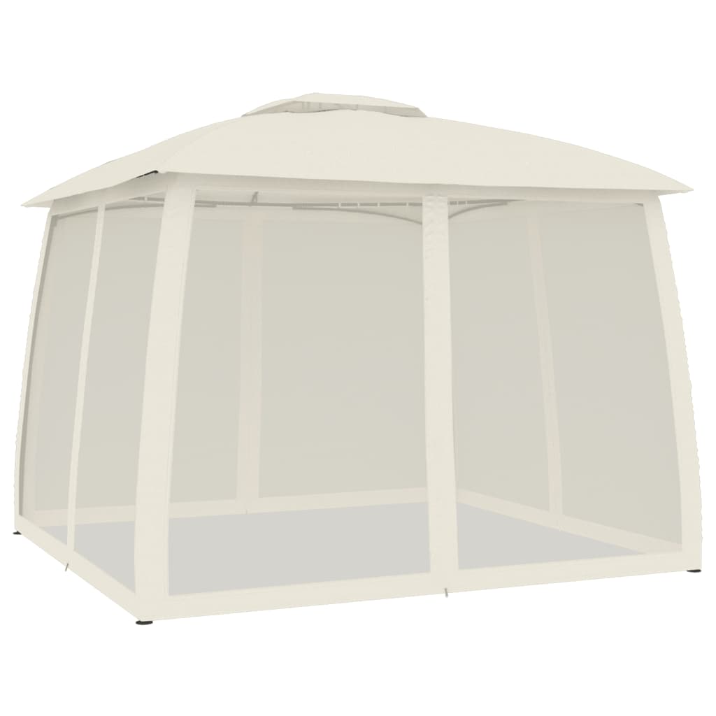 Pavėsinė su lemputėmis ir užuolaidomis LED, kreminė balta, 4x3m