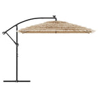 Skėtis nuo saulės su LED/plieniniu stulpu, rudas, 290x290x238cm