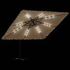 Skėtis nuo saulės su LED/plieniniu stulpu, rudas, 290x290x238cm
