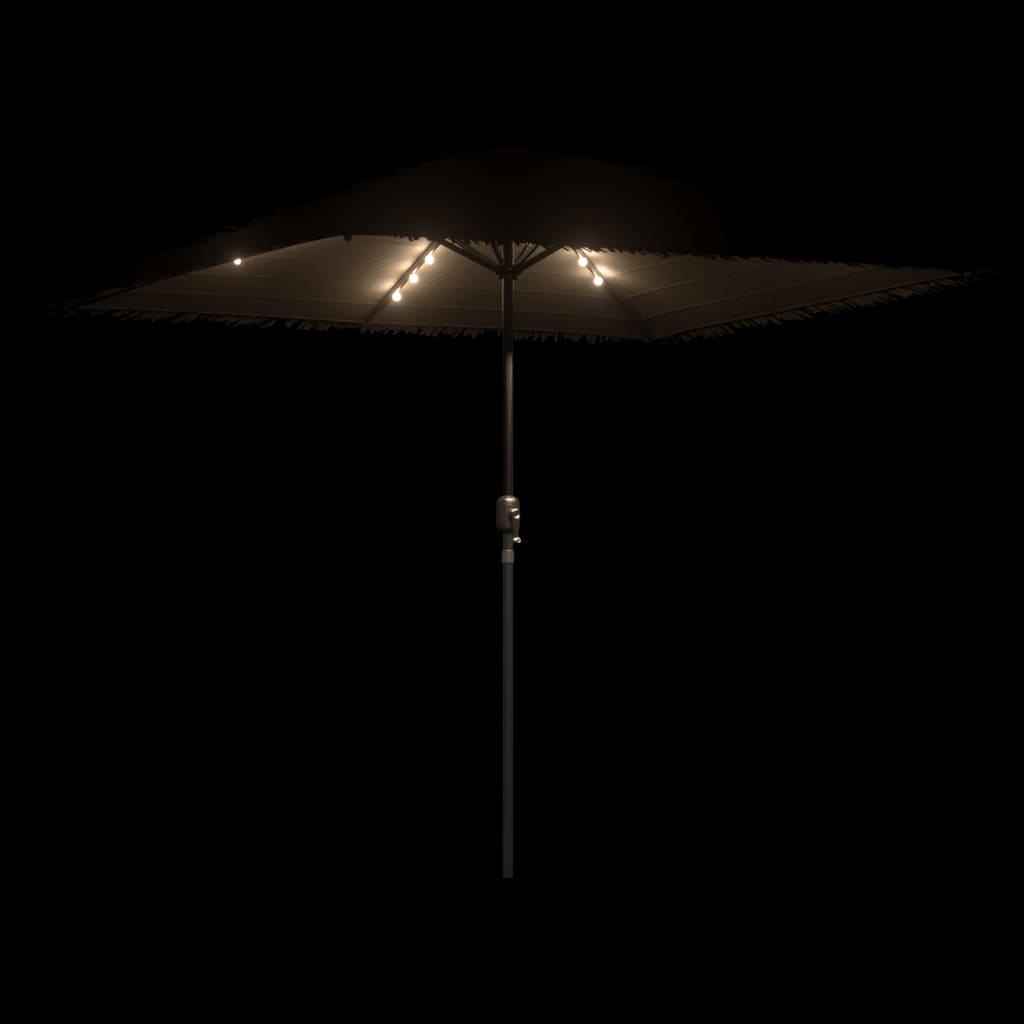Skėtis nuo saulės su LED/plieniniu stulpu, rudas, 248x
