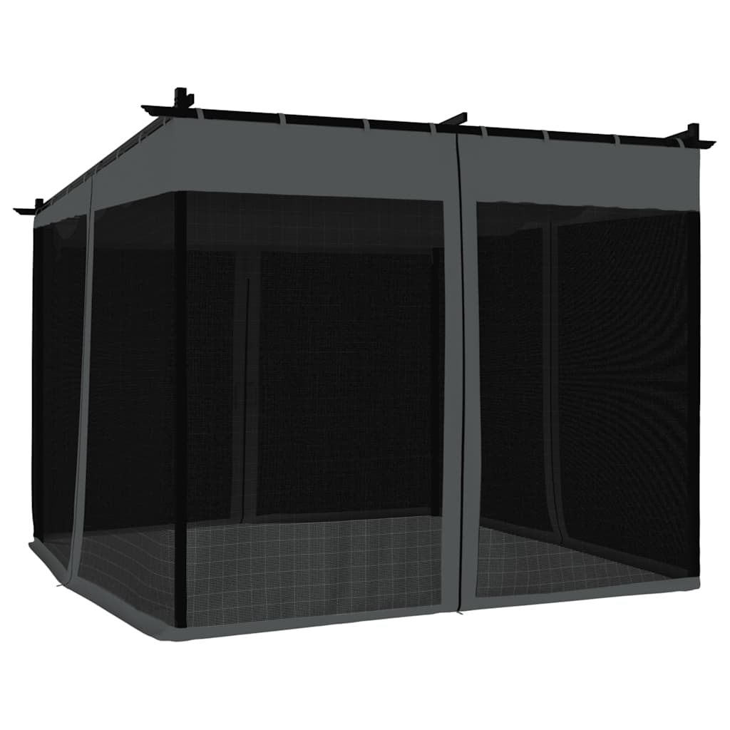 Pavėsinė su tinklinėmis sienelėmis, antracito, 3x3m, plienas