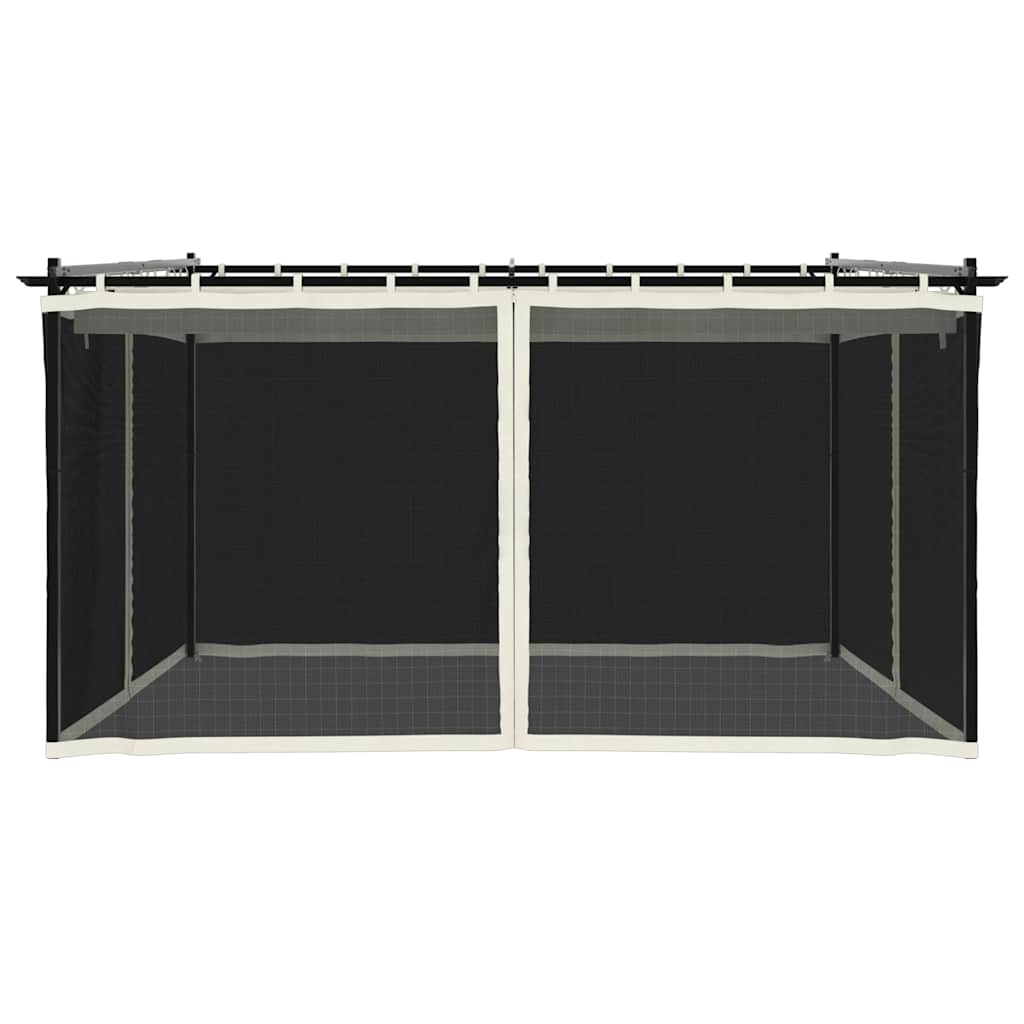 Pavėsinė su tinklelio sienelėmis, kreminė spalva, 4x3m, plieno