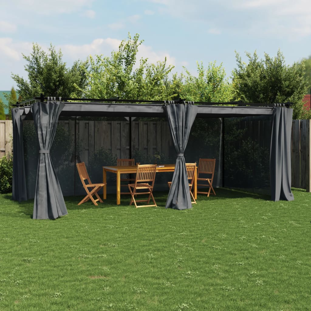Proginė palapinė su šoninėmis sienomis, antracito, 4x9m, 90g/m²