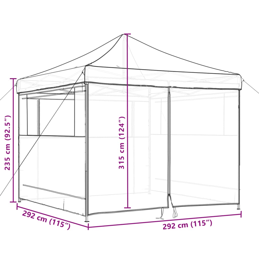 Proginė palapinė su 12 tinklinėmis sienomis, žalia, 8x4m, HDPE