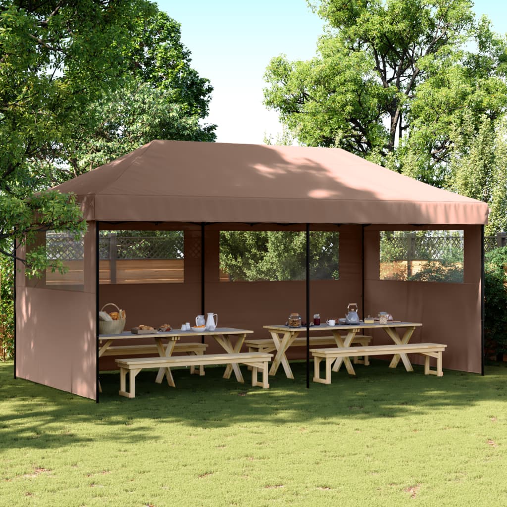 Proginė palapinė su šoninėmis sienomis, kreminė, 3x6m