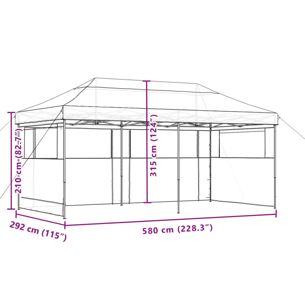 Proginė palapinė su šoninėmis sienomis, mėlyna, 3x6m
