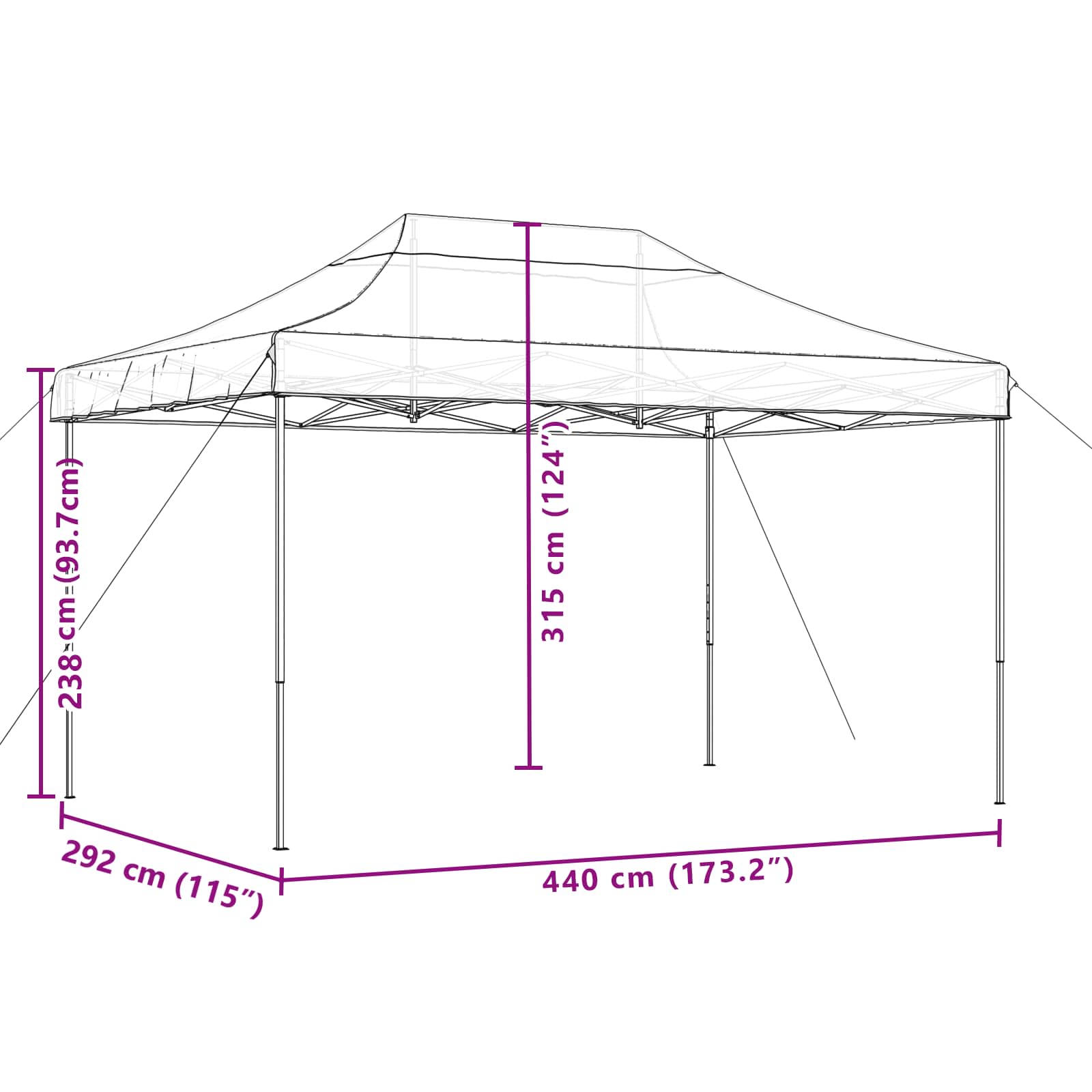 Išskleidžiama proginė palapinė, smėlio spalvos, 440x292x315cm