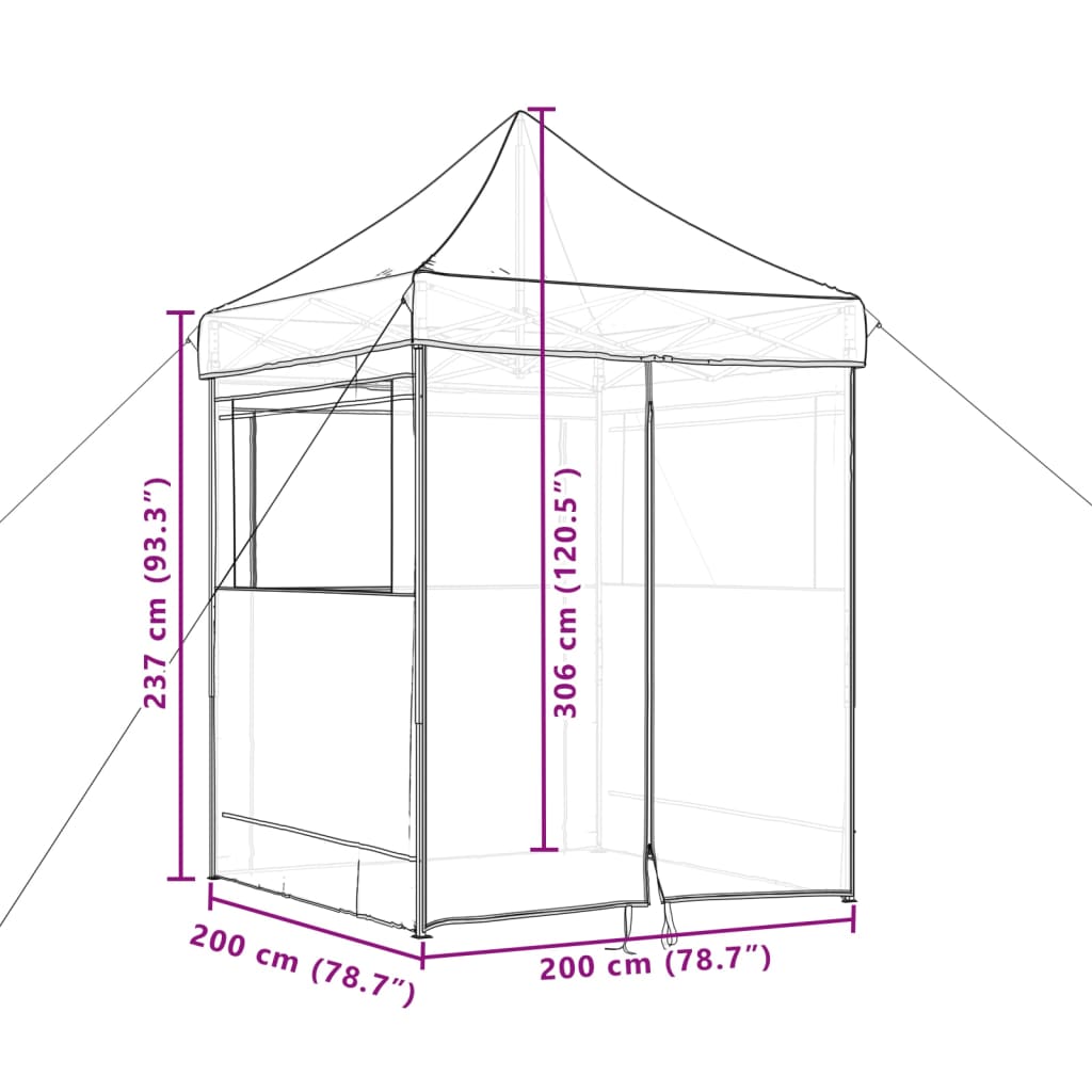 Proginė palapinė su 12 tinklinėmis sienomis, balta, 8x4m, HDPE