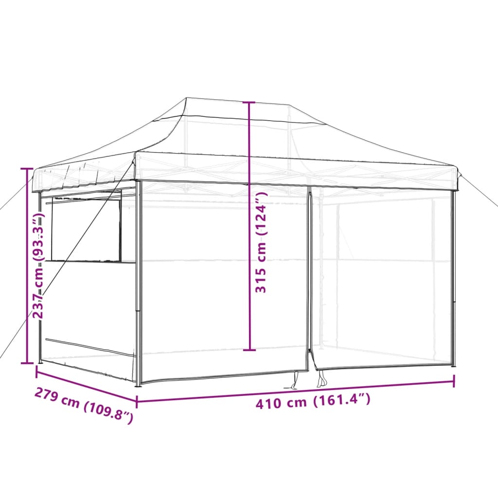 Proginė palapinė su 10 tinklinių sienų, žalia, 3x12m, HDPE