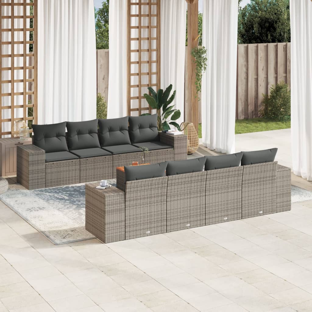 Sodo komplektas su pagalvėlėmis, 9 dalių, juodas, poliratanas