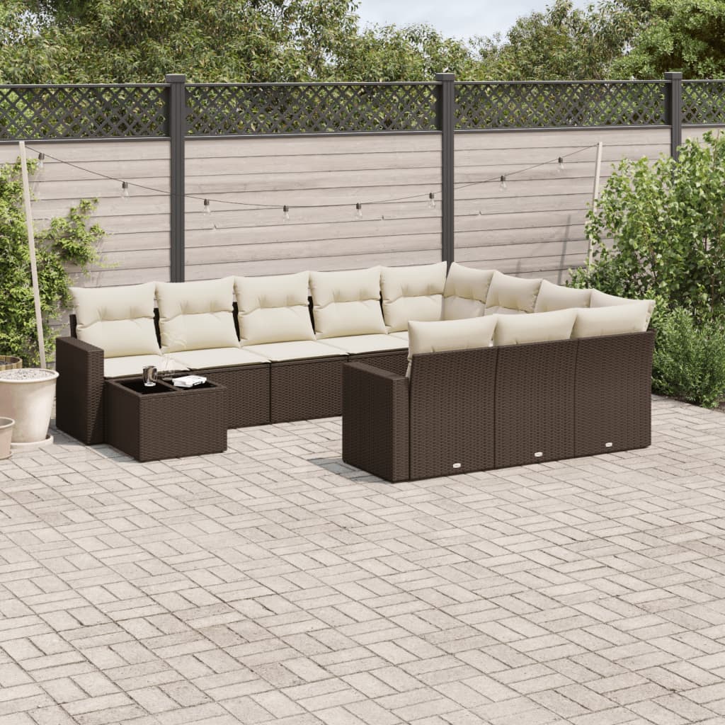 Sodo komplektas su pagalvėlėmis, 11 dalių, juodas, poliratanas