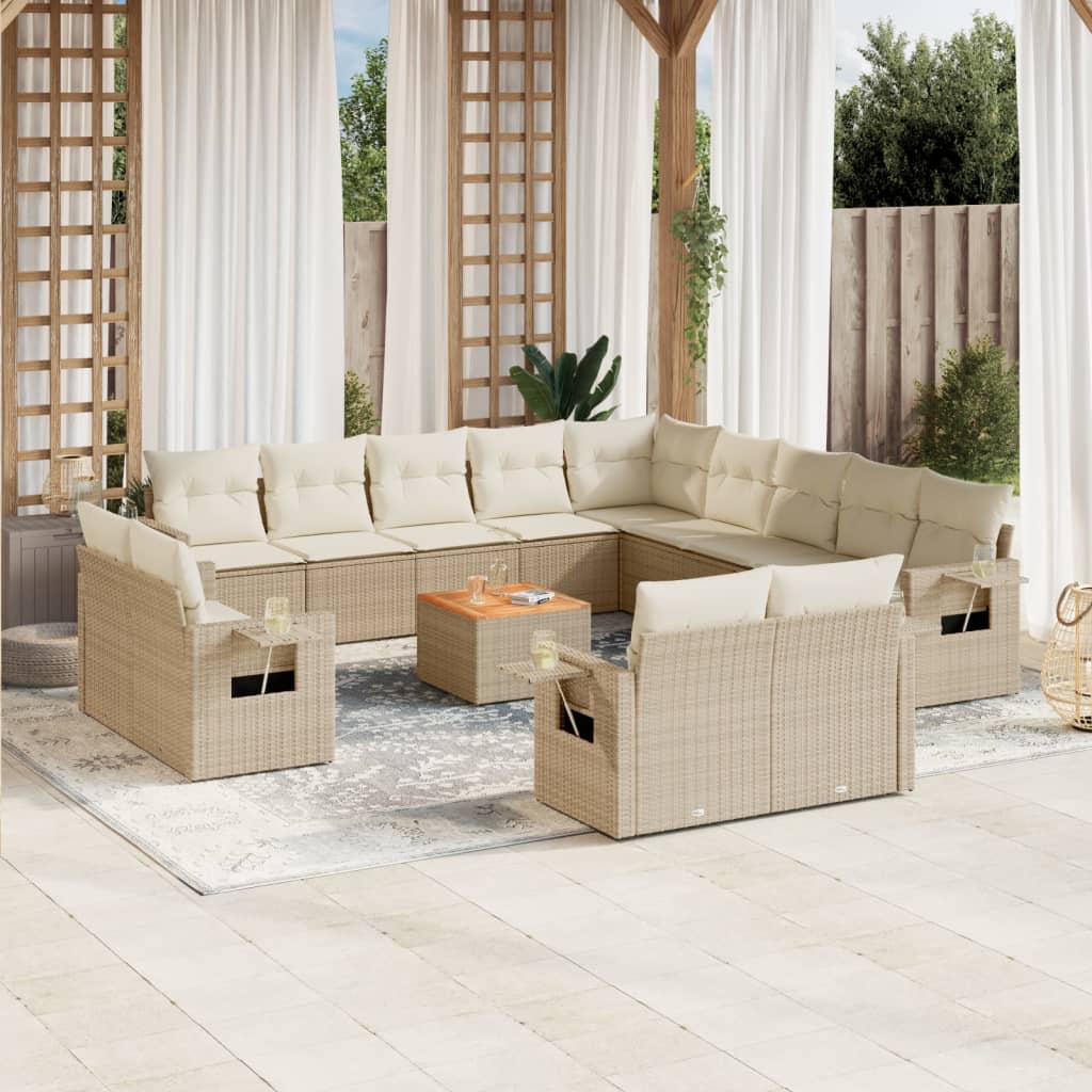 Sodo komplektas su pagalvėlėmis, 14 dalių, juodas, poliratanas