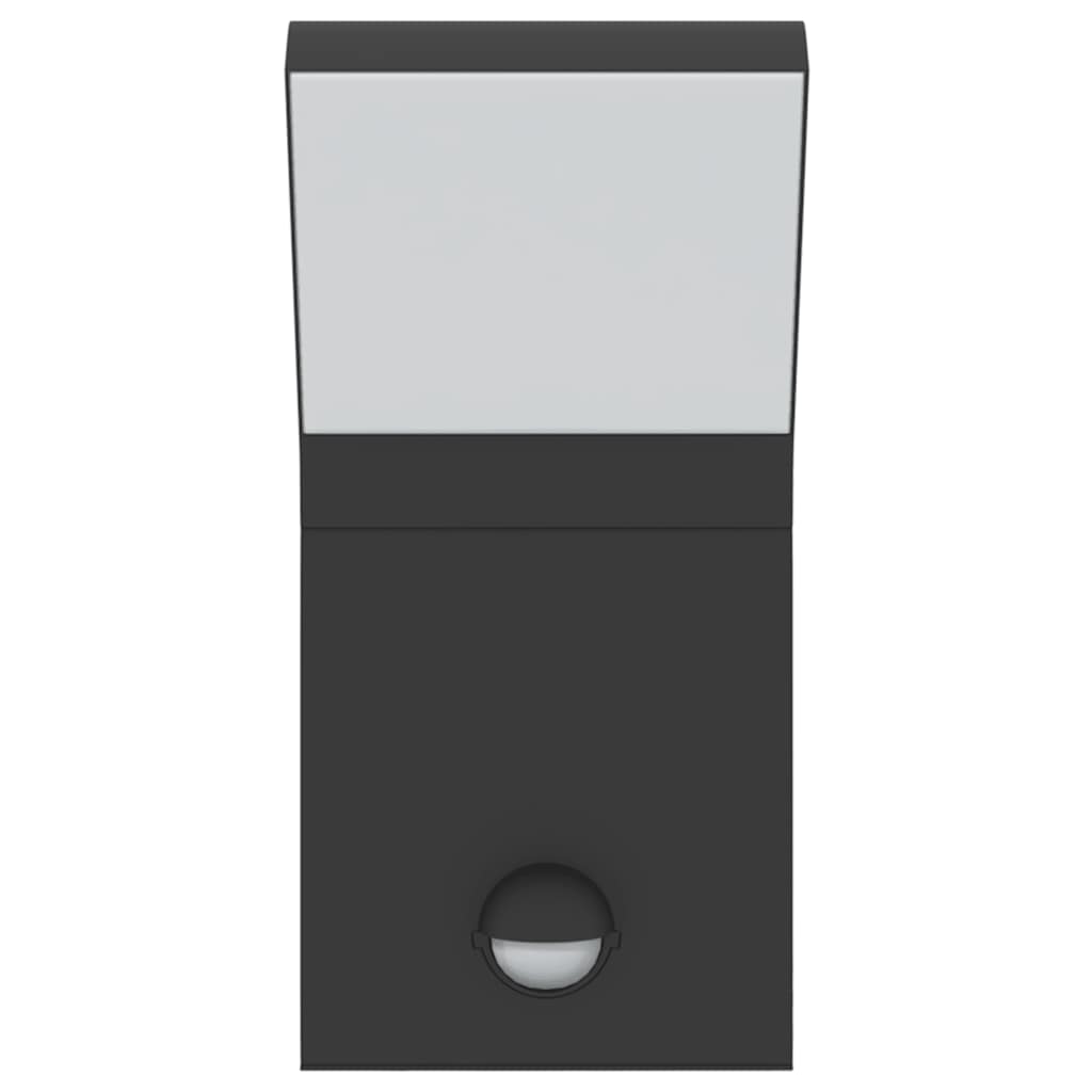 vidaXL Sieninis lauko LED šviestuvas su jutikliu, juodas, aliuminis