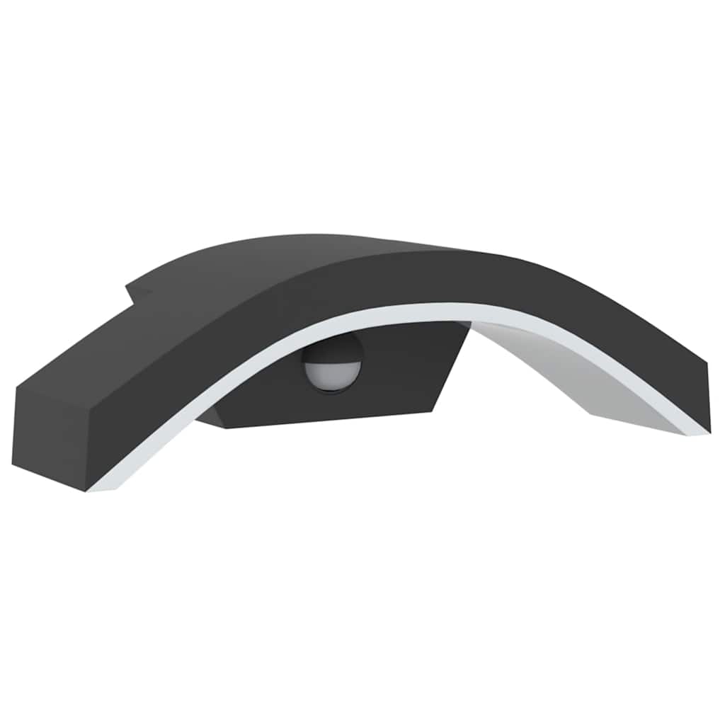 vidaXL Sieninis lauko LED šviestuvas su jutikliu, juodas, aliuminis