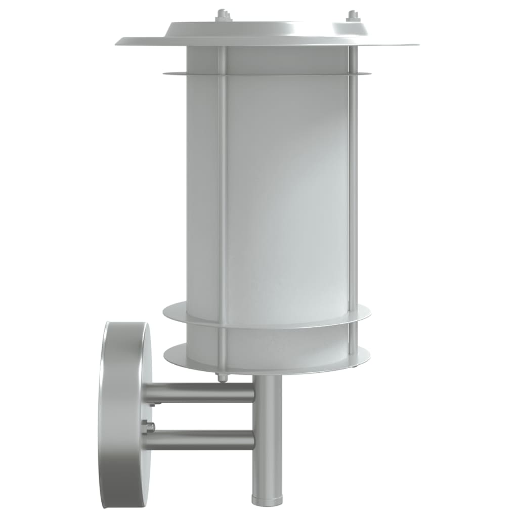 vidaXL Sieniniai lauko šviestuvai, 2vnt., sidabriniai, plienas