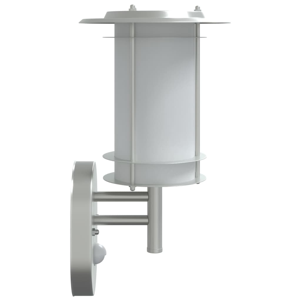 vidaXL Sieninis lauko šviestuvas su jutikliu, sidabrinis, plienas