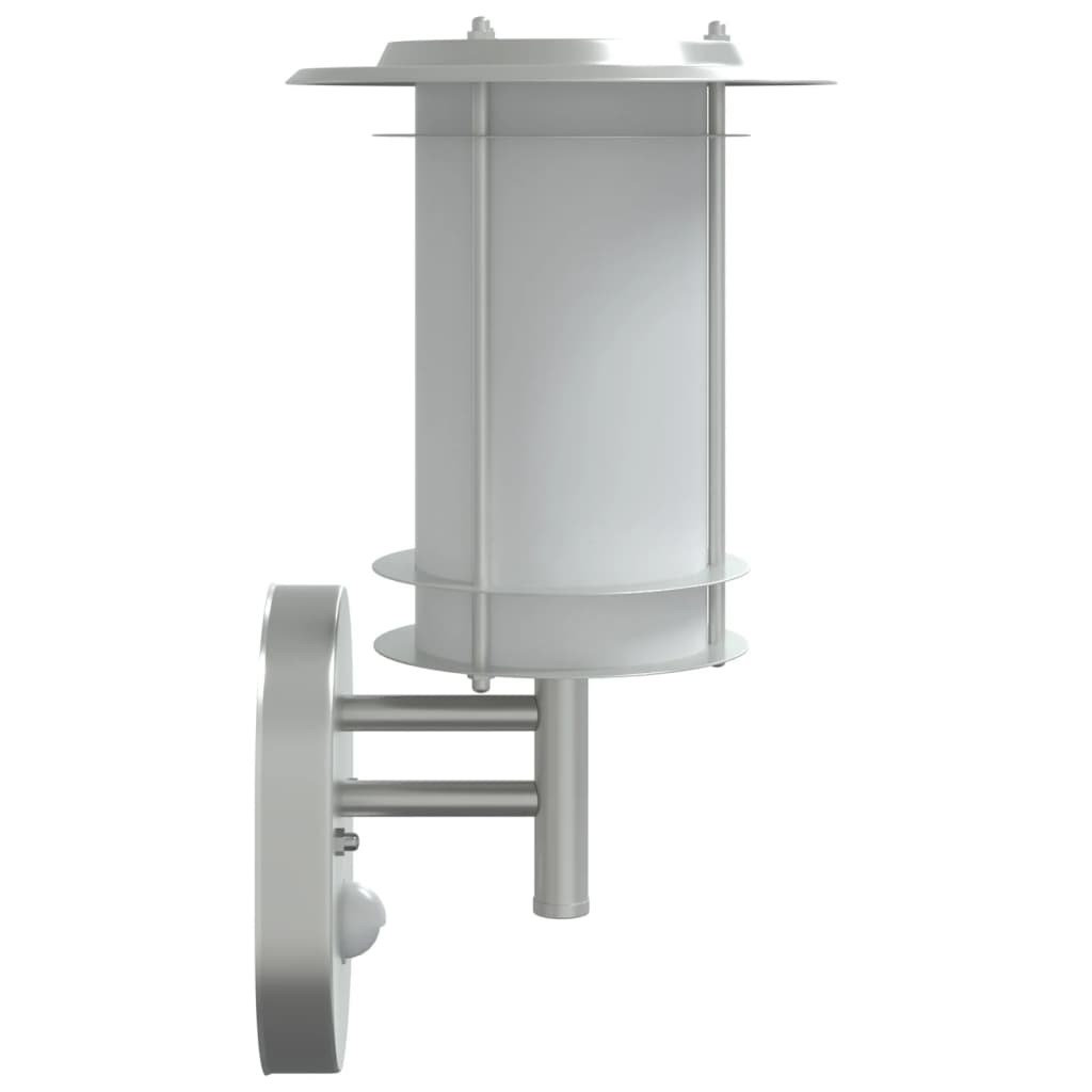 vidaXL Lauko šviestuvai su jutikliais, 2vnt., sidabriniai, plienas