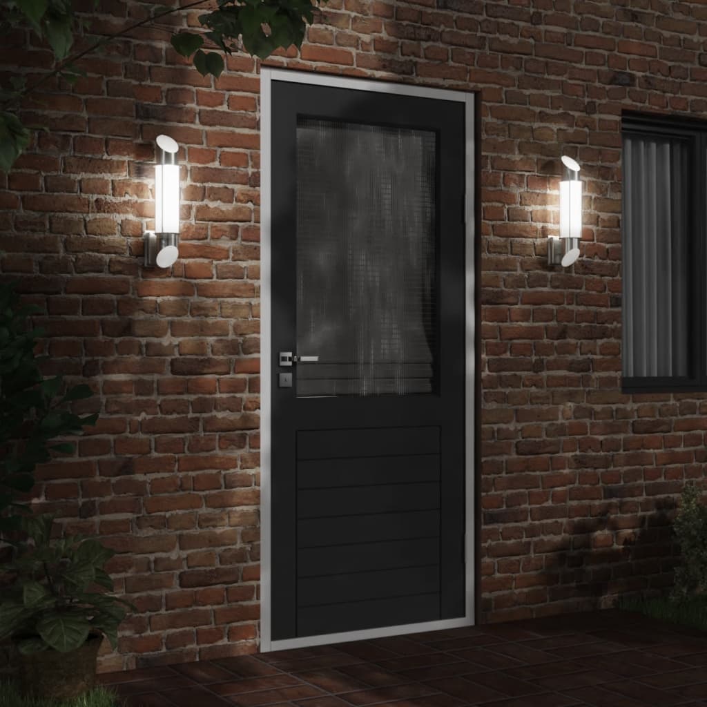 vidaXL Sieniniai lauko šviestuvai, 2vnt., sidabriniai, plienas