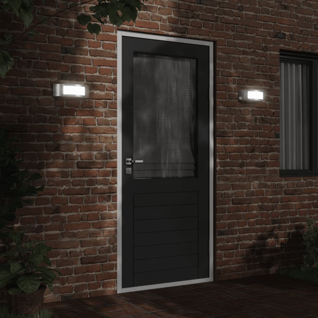 vidaXL Sieniniai lauko šviestuvai, 2vnt., sidabriniai, plienas