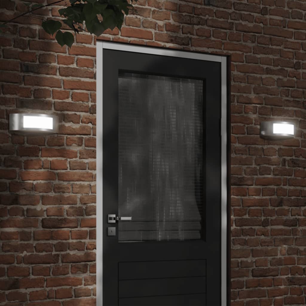 vidaXL Sieniniai lauko šviestuvai, 2vnt., sidabriniai, plienas