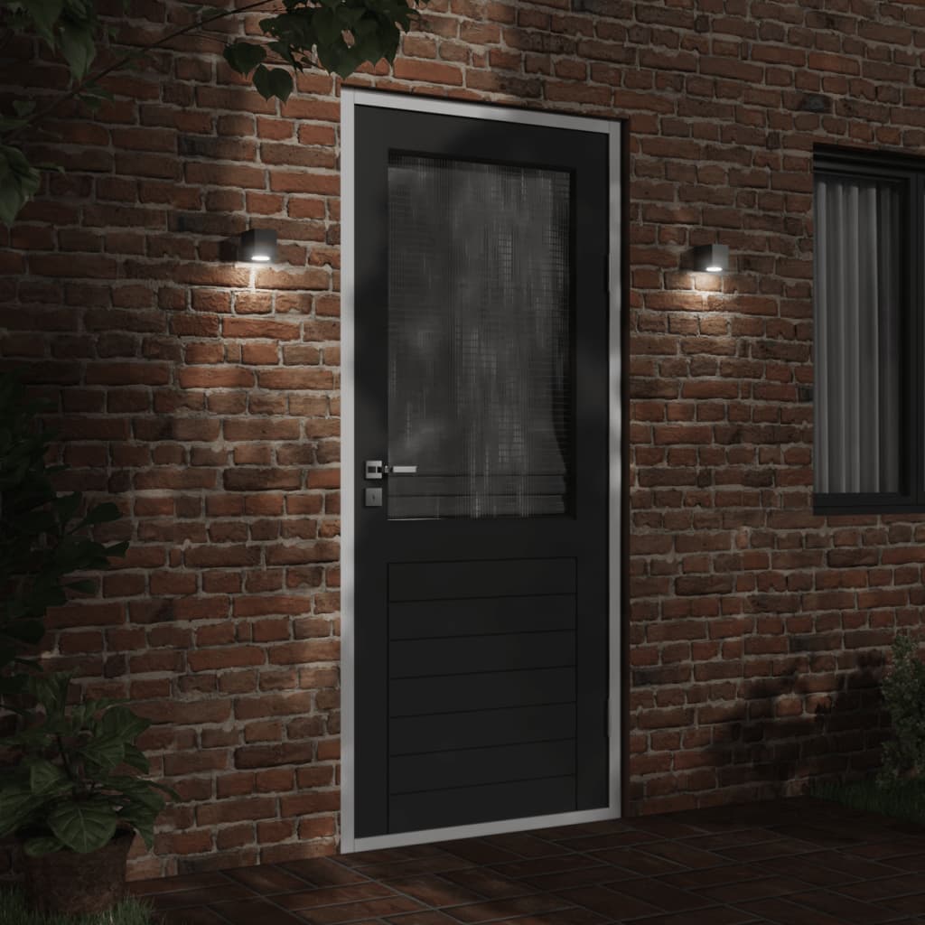 vidaXL Sieniniai lauko šviestuvai, 2vnt., juodi, lietas aliuminis