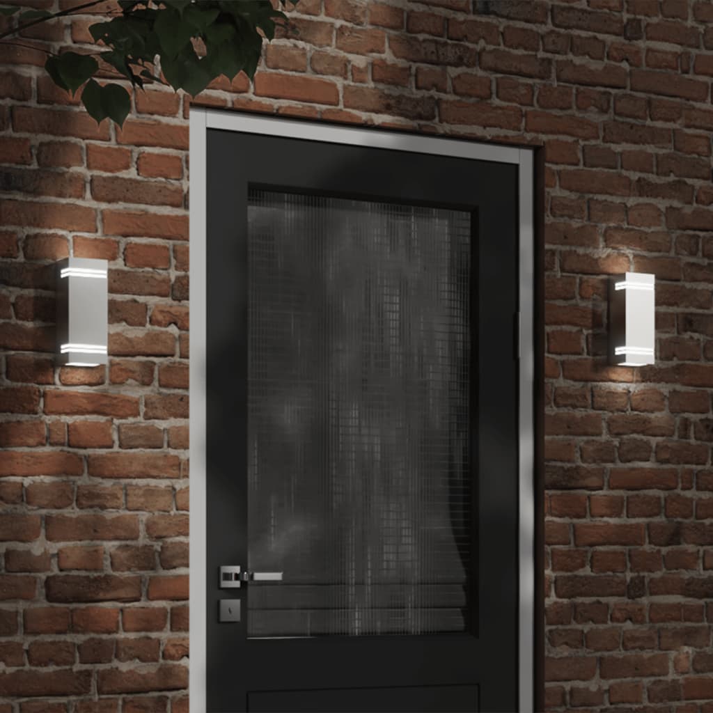 vidaXL Sieniniai lauko šviestuvai, 2vnt., sidabriniai, plienas