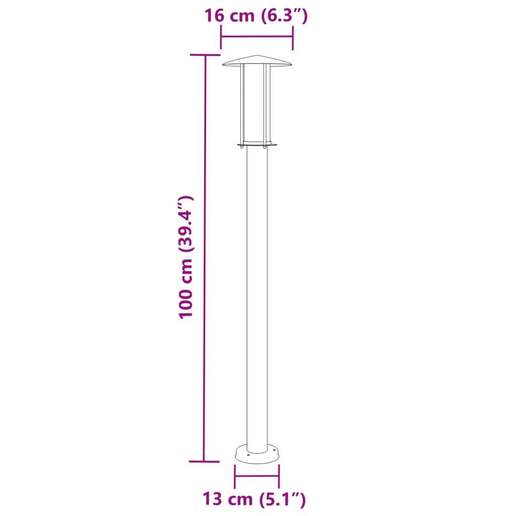Lauko šviestuvas, juodos spalvos, 100cm, nerūdijantis plienas